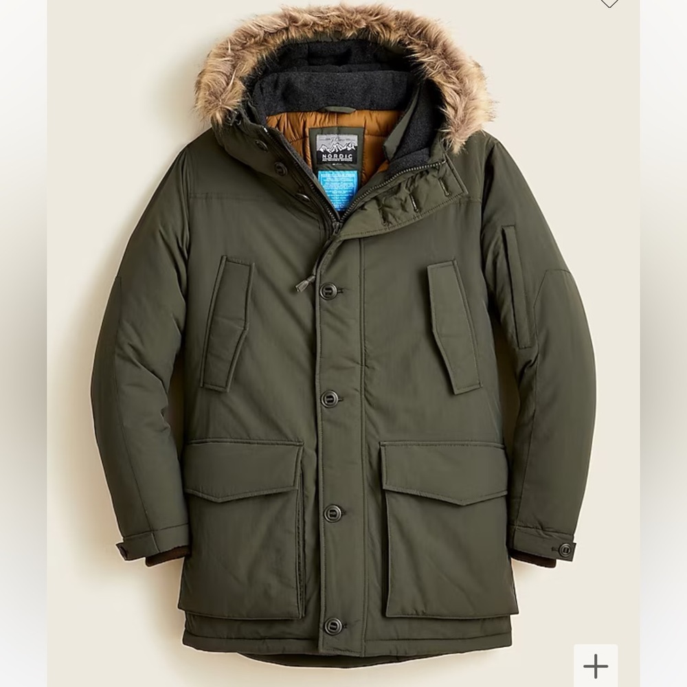 J Crew Men’s Eco Nordic field parka with PrimaLoft - Olive Moss